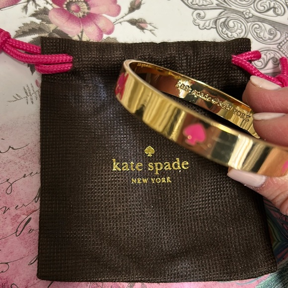 Kate spade bangle bracelet spot the spade. Gold with pink spade - Picture 3 of 5